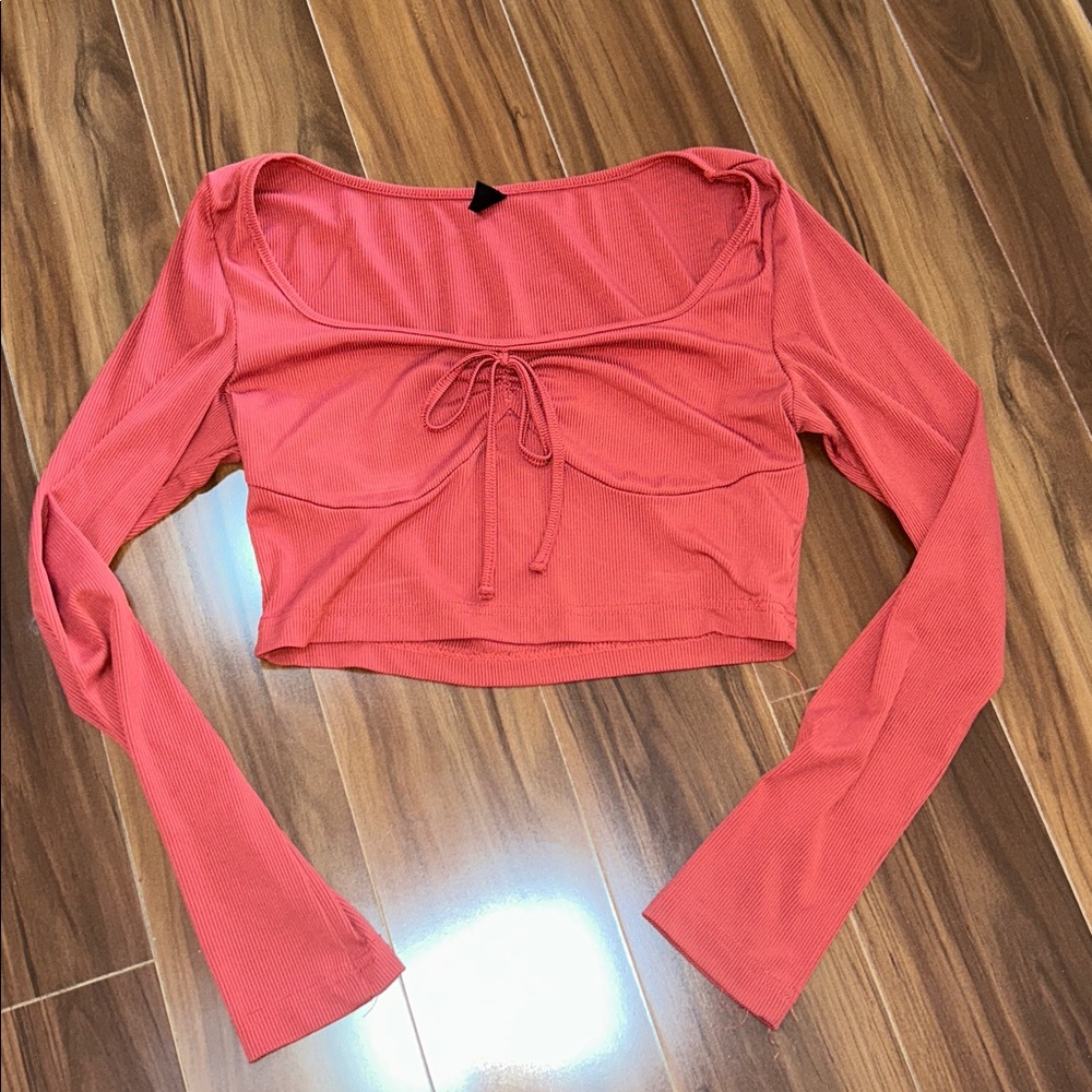 Large SHEIN crop top ribbed fall long sleeve top sexy